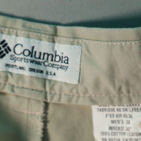 Vintage Columbia Chino Style Men's Pants Flat Front Cargo Pockets 38X32 - Picture 5 of 12